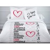 I LOVE PARIS housse de couette 240*220 cm + 2 taies d'oreiller - Parure lit 2 personnes