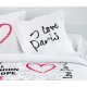 I LOVE PARIS housse de couette 240*220 cm + 2 taies d'oreiller - Parure lit 2 personnes