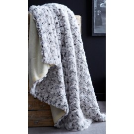 FLOWER plaid rosaces boutons de fleurs gris 125*150 cm dublure polaire