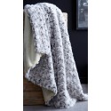 FLOWER plaid rosaces boutons de fleurs gris 125*150 cm doublure polaire