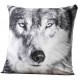 WOLFI coussin tête de loup 40*40 cm blanc gris noir