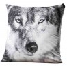 WOLFI coussin tête de loup 40*40 cm blanc gris noir
