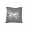 PAPILLON coussin carré 40*40 cm gris motif argenté