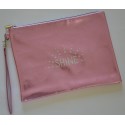 SHINE pochette plate, rose pastel glitter, à poignée amovible irisée de paillettes 26x19 cm
