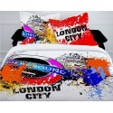 LONDON CITY - housse de couette 240*220 cm decoration urbaine chambre ado - 2 taies d'oreiller - Parure lit 2 personnes