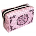 PLUS BELLE trousse de beauté rectangulaire motifs déco rose/noir pois blanc girly