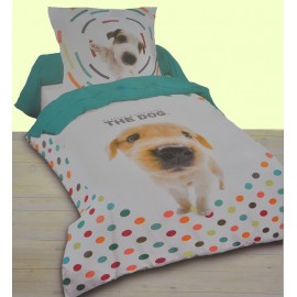 DOGS housse de couette 140x200 cm imprimée chiens lit 1 personne